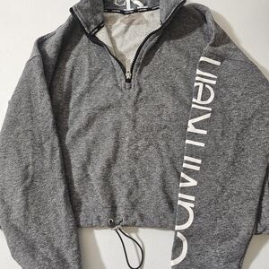 Calvin Klein Gray Crop Tops Long Sleeve.